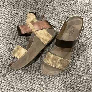 Gold and brown wedges